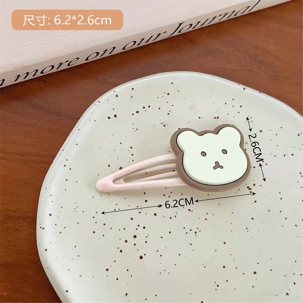 Cute little bear hair clips in coffee color, girls' side fringe bangs, bb clips, high-elasticity hair strings, children's duckbill clips and headwear pic 10