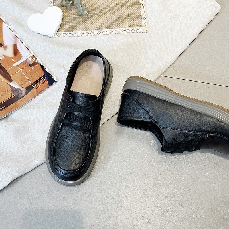 New soft-soled and soft-top loafers, lace-up flat single shoes, casual small leather shoes for women pic 18
