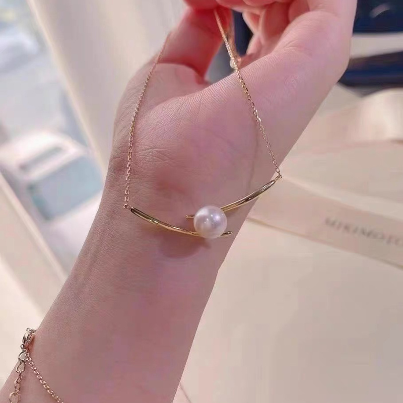 14k gold-plated copper gold-plated pearl empty stand smile pendant bracelet necklace collarbone chain pendant handmade DIY accessory new pic 6