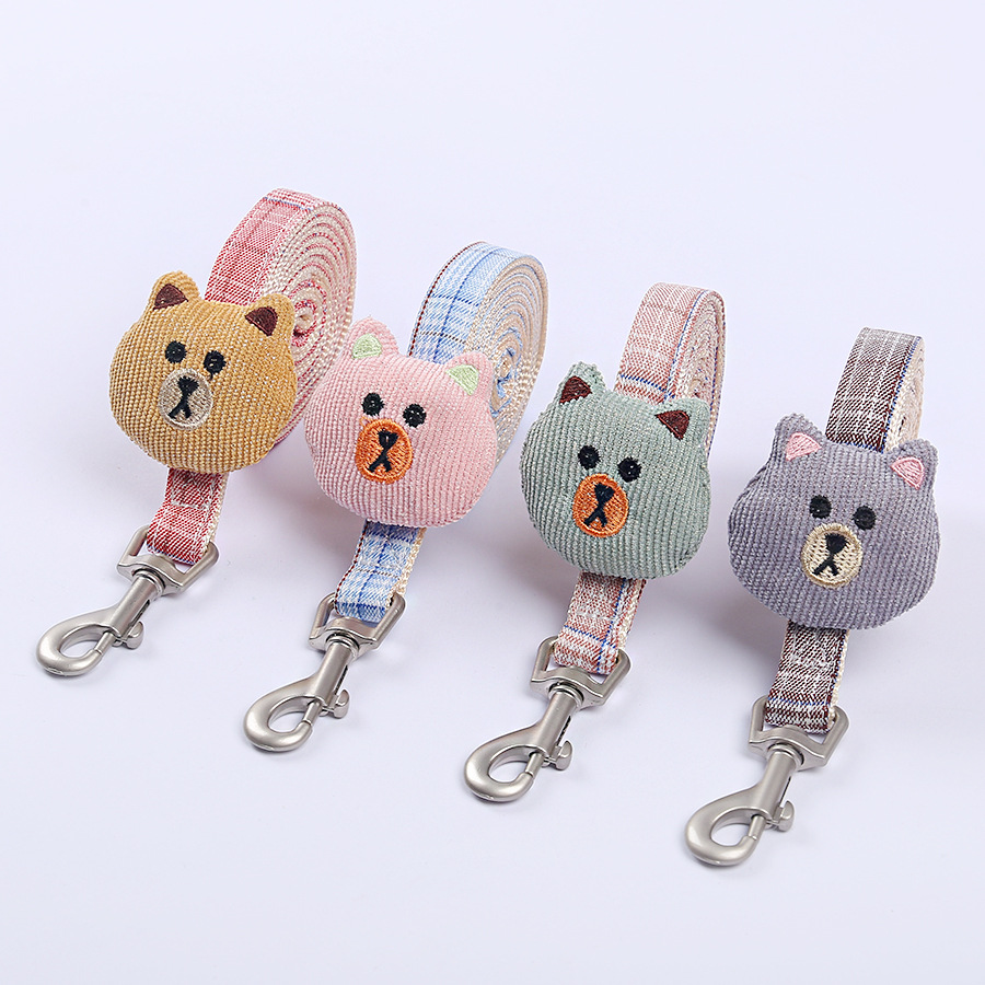 Wholesale of pet cat supplies: Adjustable anti-escape cat leash, bear cartoon chest and back strap, I-shaped leash pic 15