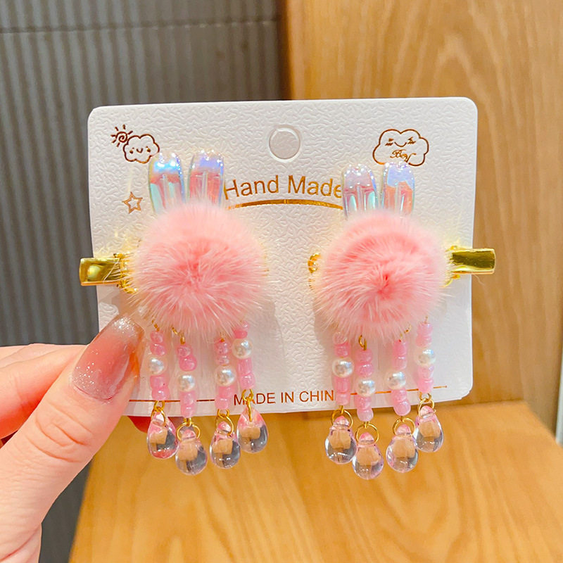 新年款红色古风流苏发夹儿童汉服发卡头饰女童复古蝴蝶结发夹发饰详情57