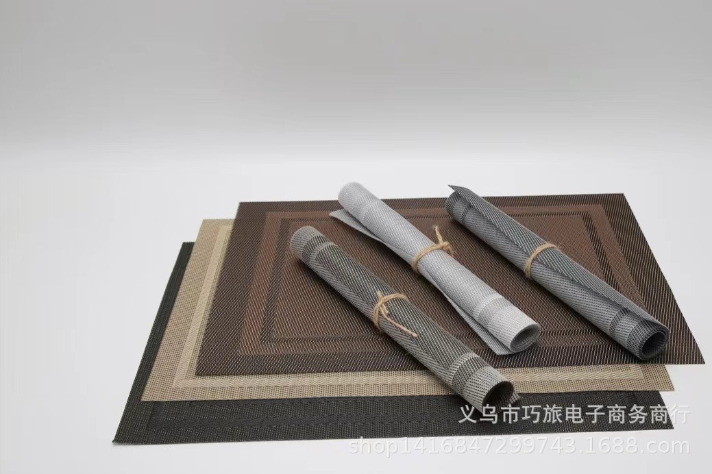 特斯林编织方形双框隔热简约西餐垫酒店家庭pvc餐垫现货详情2