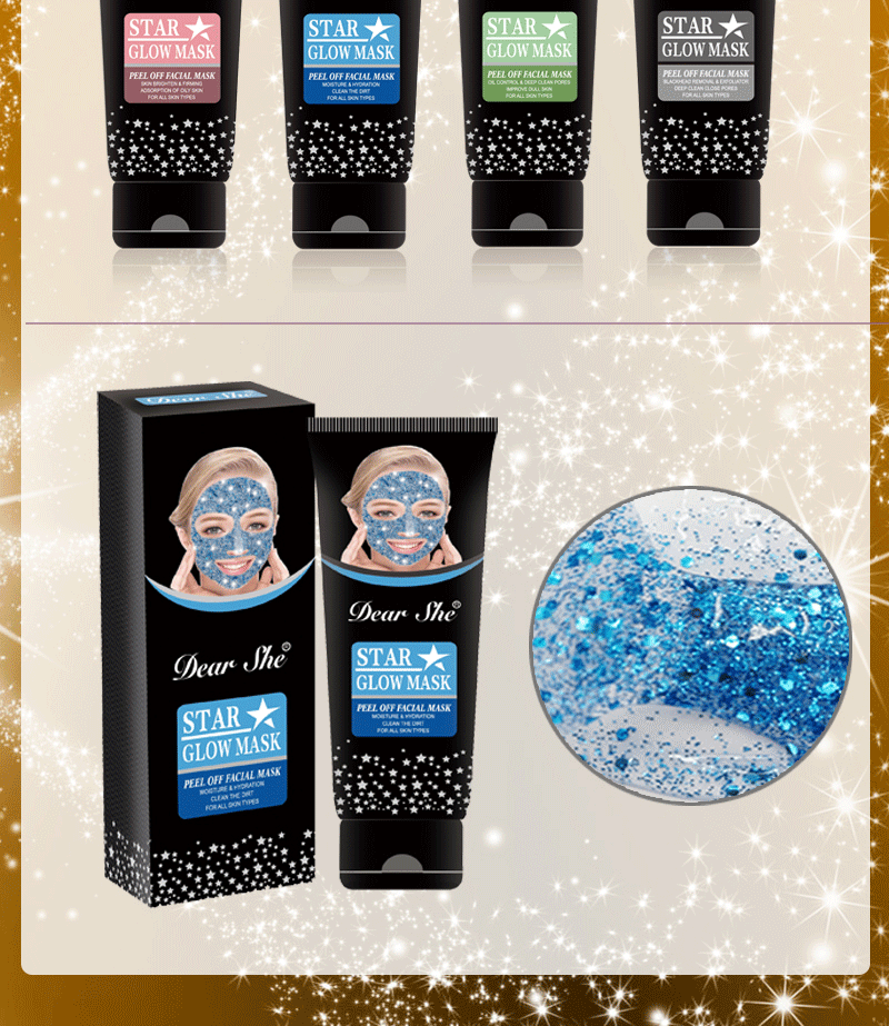 Dear She Cross-border Stock Starry Sky Peel-off Mask Hydrates, moisturizes, cleanses the skin and removes blackheads pic 11