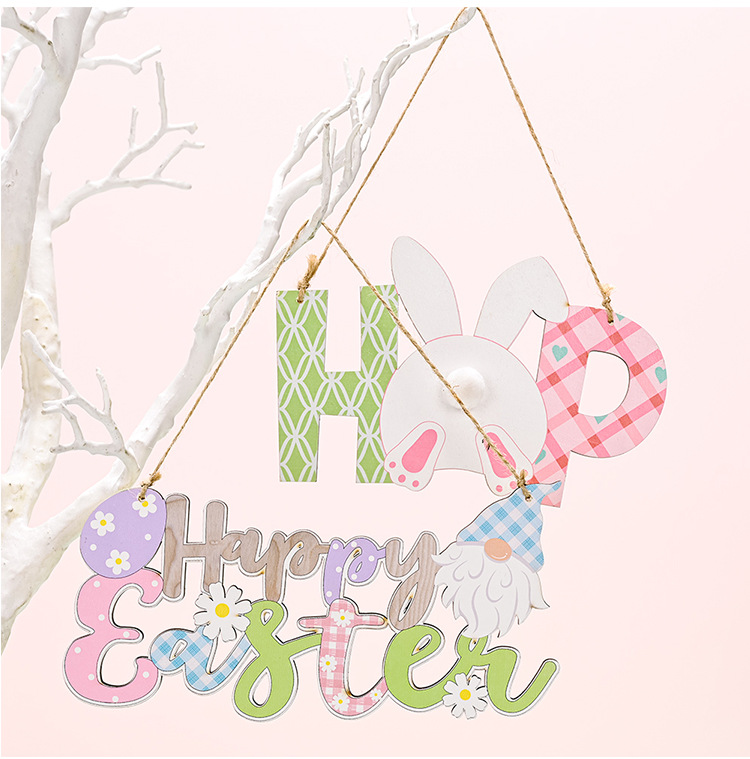 Cross-border new products: Haobei Easter Decorative wooden pendants, Easter rabbit egg pendants, and hanging ornaments pic 7