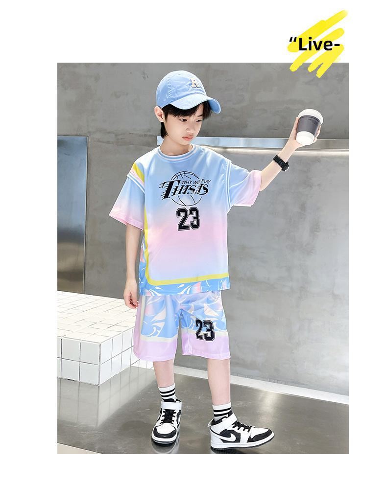 男童夏装球服篮球服速干套装男孩夏季中大童2023新款儿童运动球衣详情8