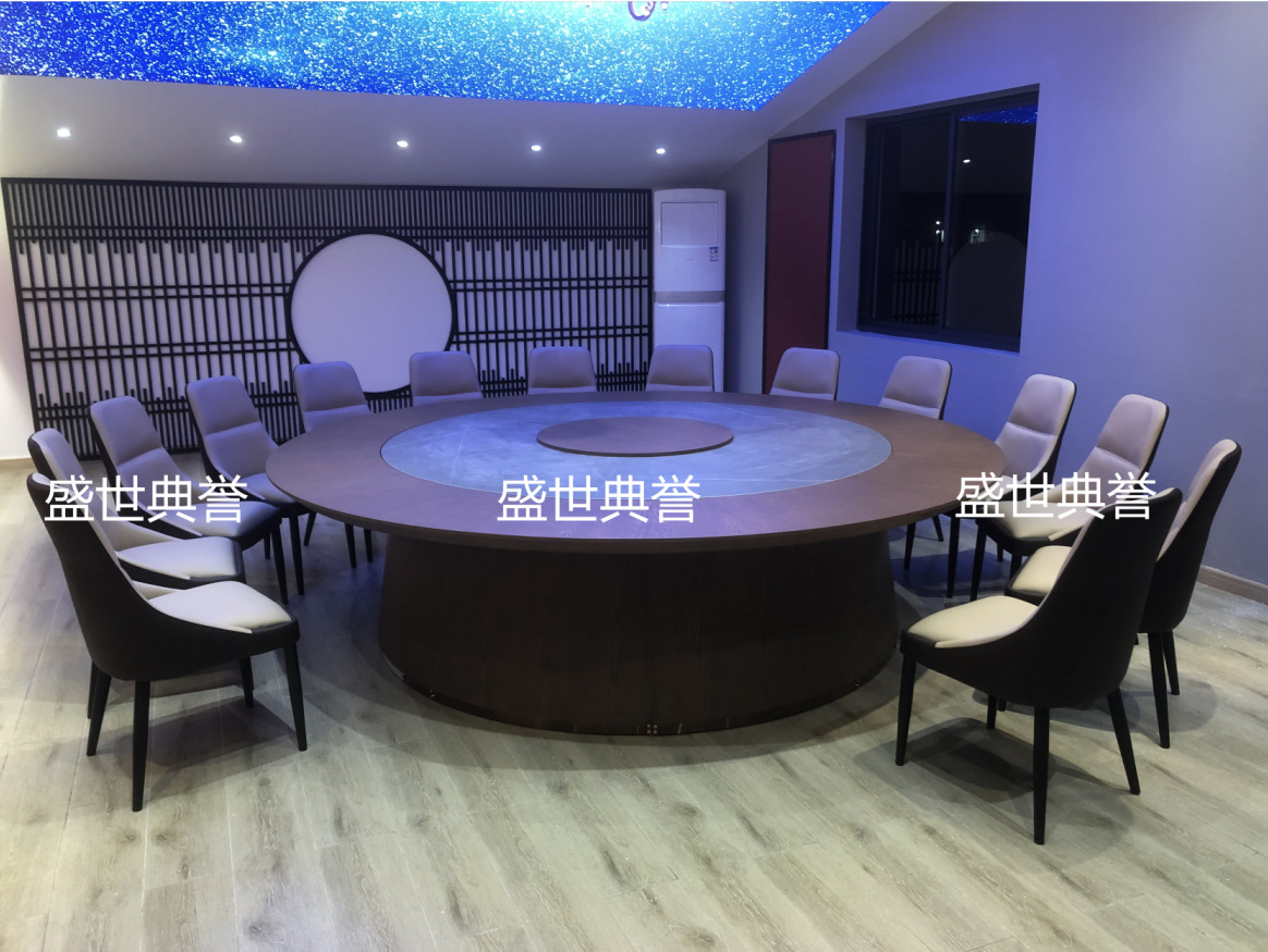 Solid wood electric dining tables and chairs for star-rated hotels in Qingdao, seafood restaurant private rooms, flat-level electric tables with lifting mechanisms pic 20