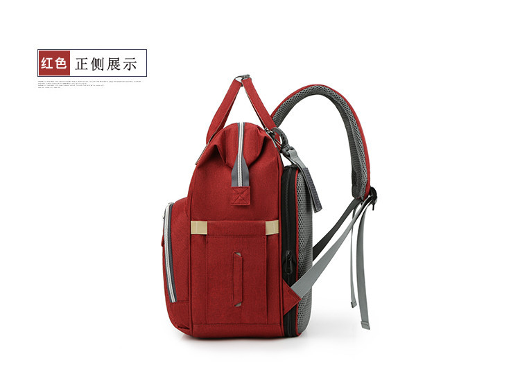 Nuevo modelo mommy bag cama cama plegable baby bag mamá multifuncional recargable impermeable bordado hilo mochila cama cross-border blast pic 35