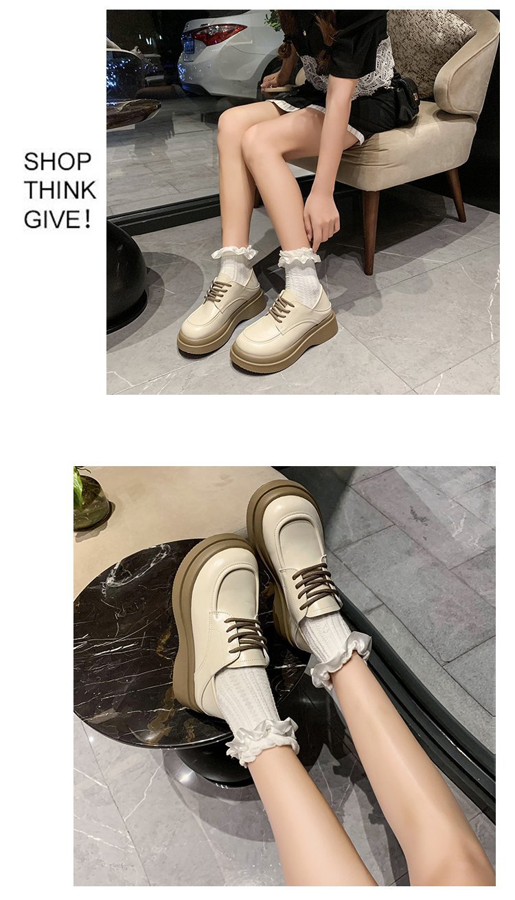韩版简约休闲乐福鞋女2022秋季新款英伦风厚底单鞋时尚系带小皮鞋详情10