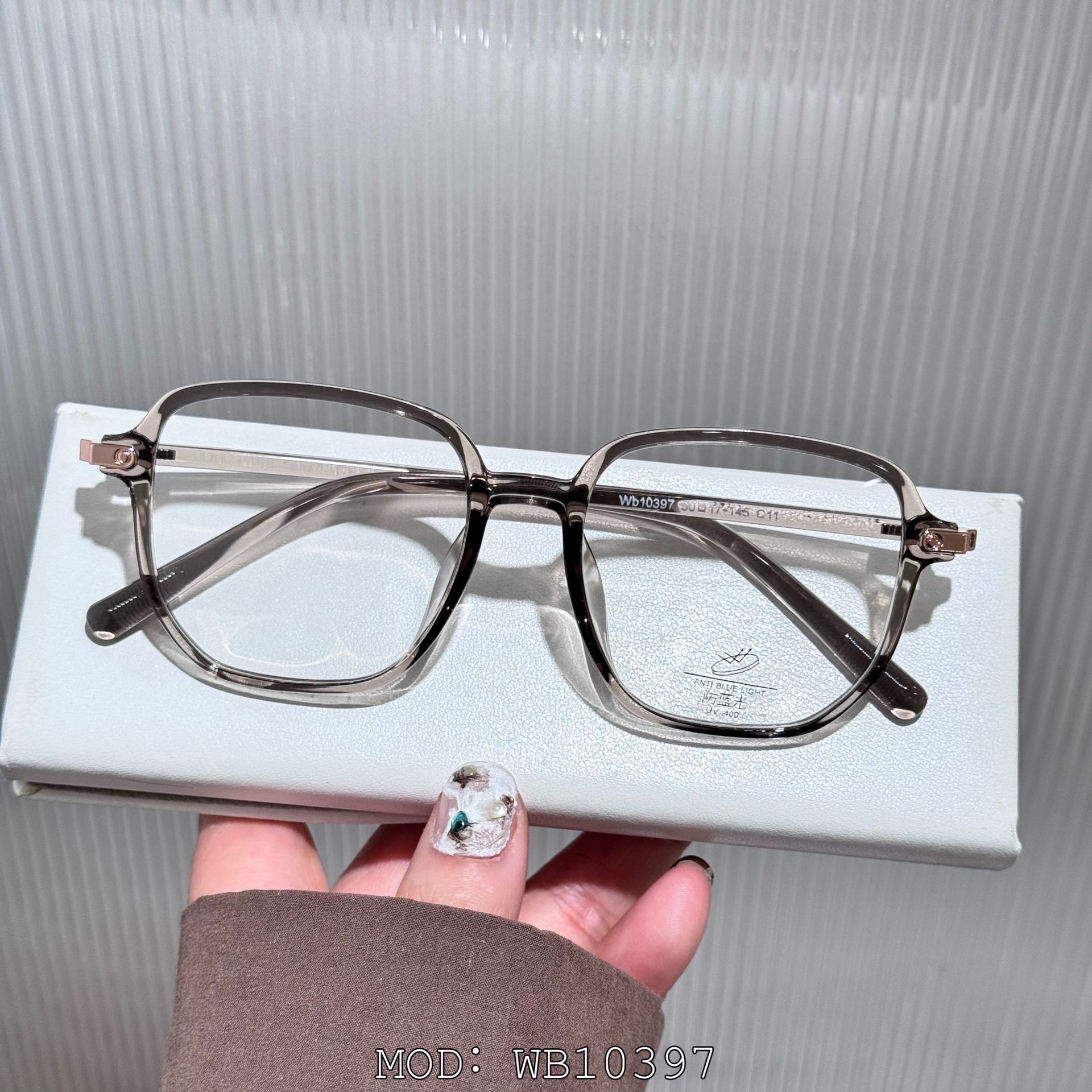 TR90防蓝光网红方框显脸小素颜眼镜架小红书同款茶色百搭批发详情4