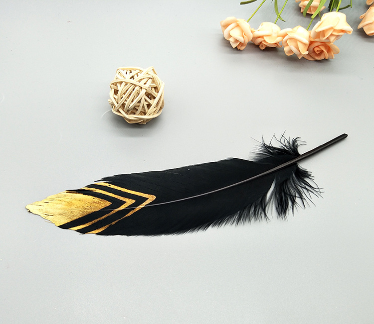 A large quill feather gift box with all-gold and all-silver feathers, paper card bookmarks and decorative quill pens pic 28