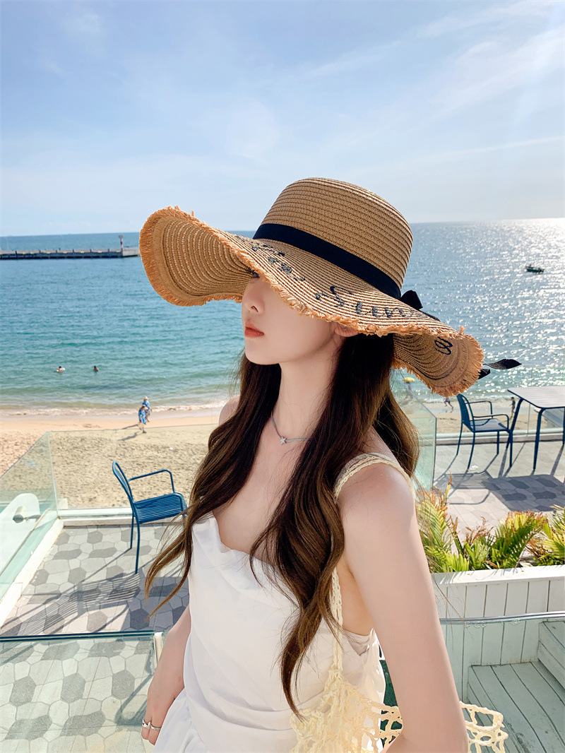 加大帽檐时尚遮阳帽子女士夏季休闲百搭字母防晒太阳帽韩版潮盆帽详情10