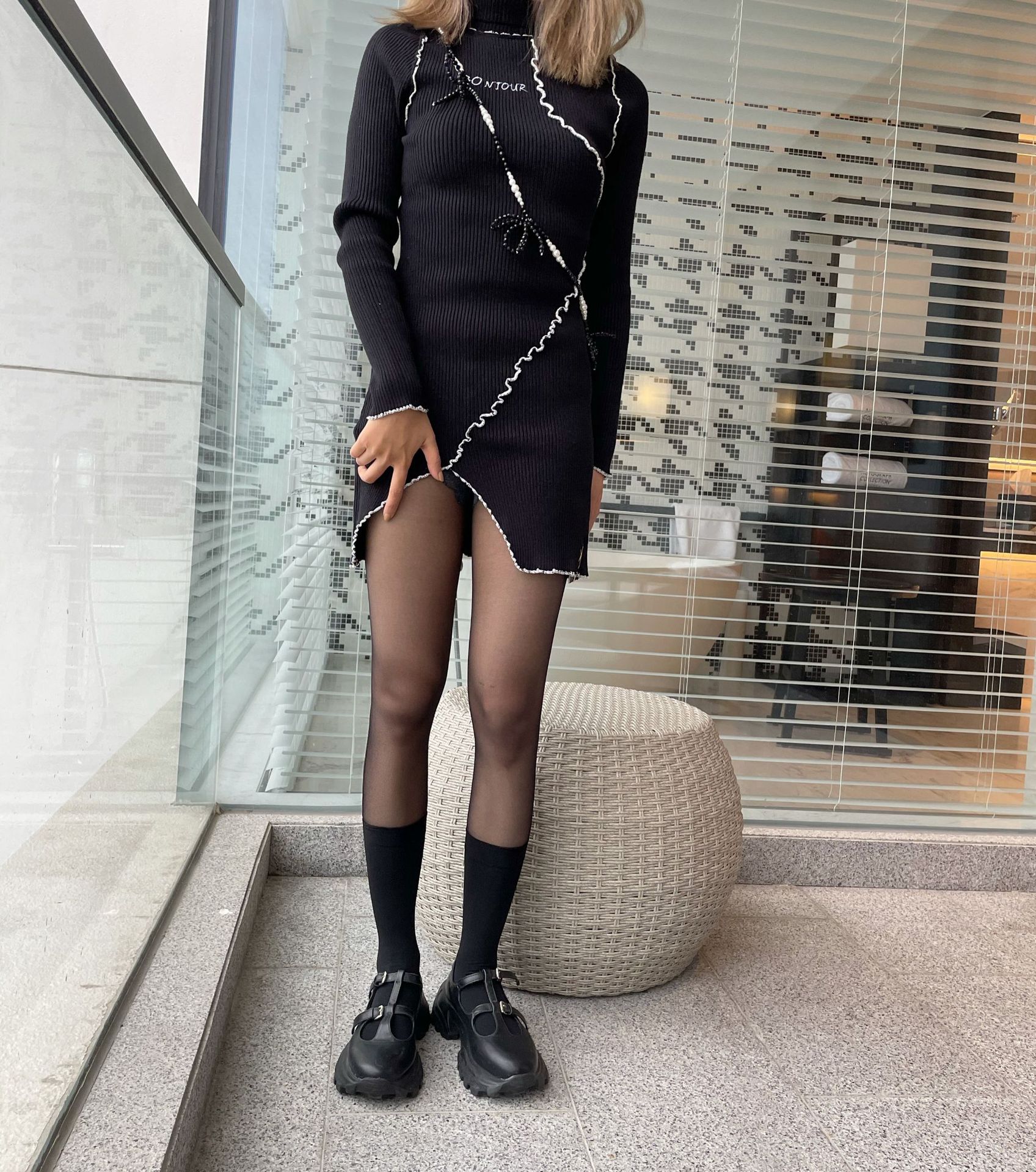 New patchwork stockings, black and white stockings, fake thigh stockings, sweet and cool fake calf stockings, sexy base stockings, pantyhose for women pic 7