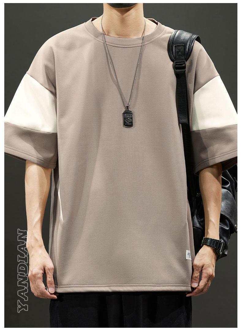 夏季新爆款港风拼色短袖大童青少年T恤学生打底气质简单潮牌小众详情24