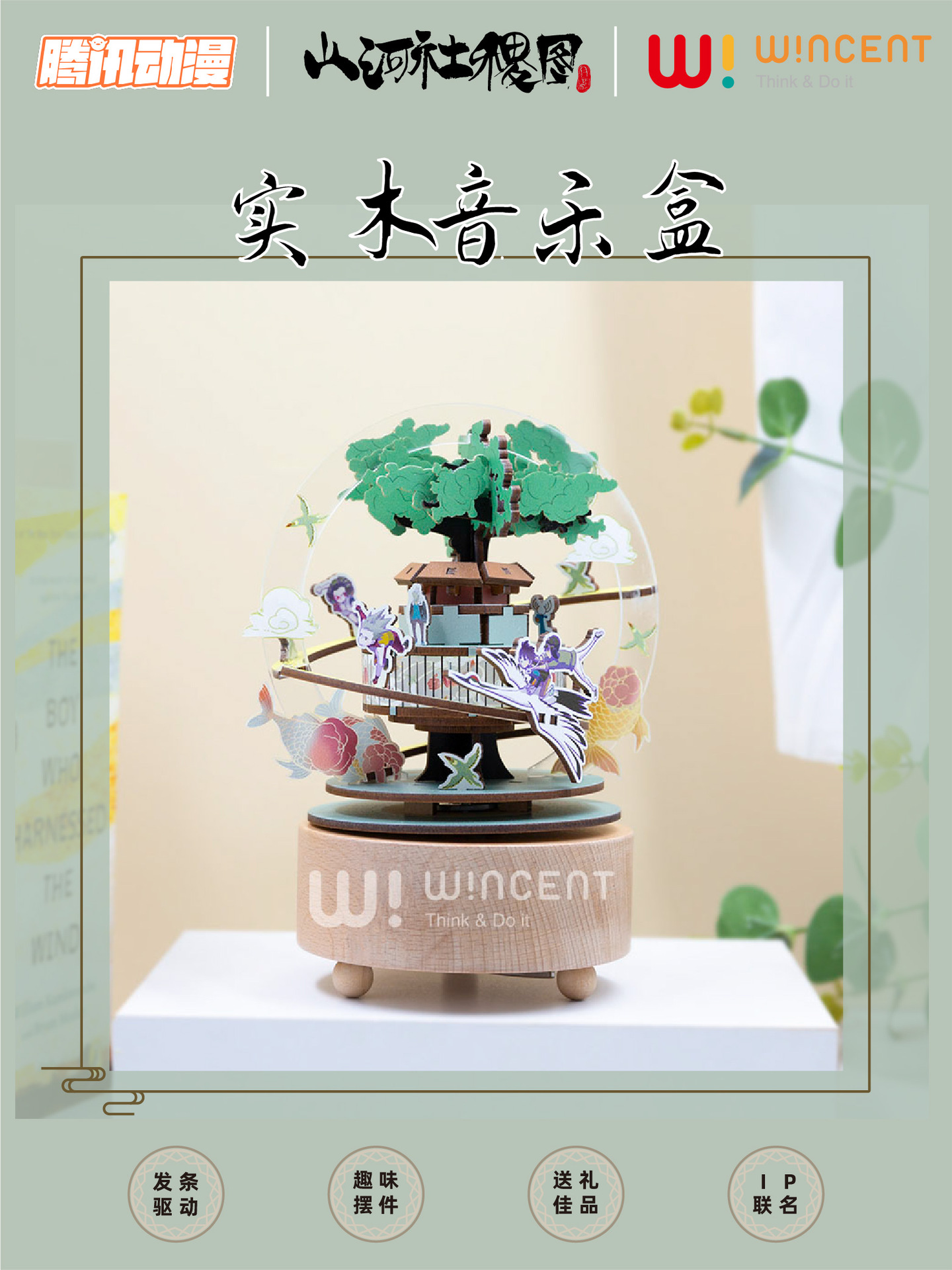 IP Mountain, River, State and Society Map Creative Wooden music Box Home Decoration, DIY rotating music box, educational toy pic 7