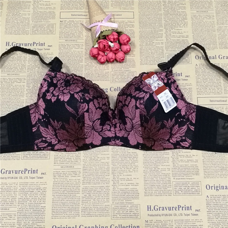 Caiqian 3301# Sexy, Comfortable, Ultra-thin Breathable and gathering Bra, Adjustable pure cotton 3-breasted embroidered underwear pic 5