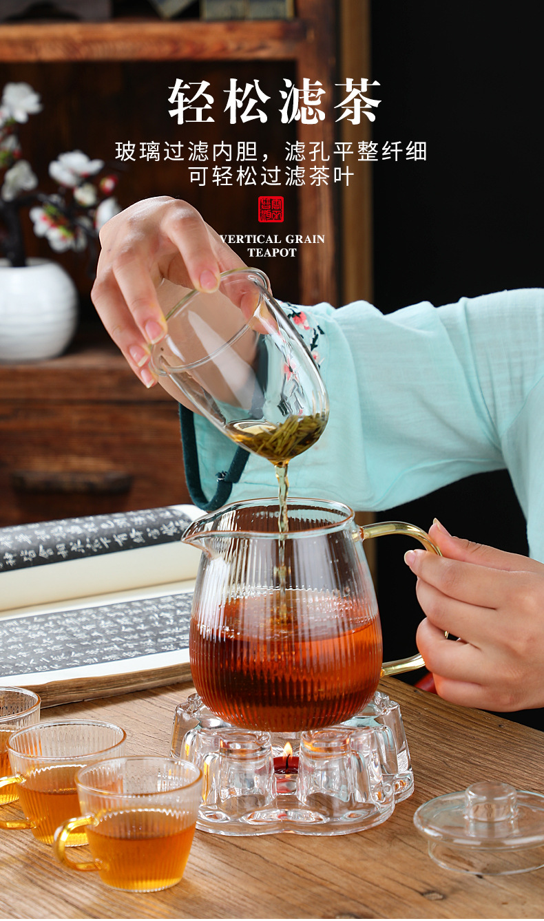 Glass teapot, heat-resistant brewing teapot, filter, high-temperature resistant boiling teapot, water bottle set, tea brewing utensils, flower tea boiling and health preservation teapot pic 6