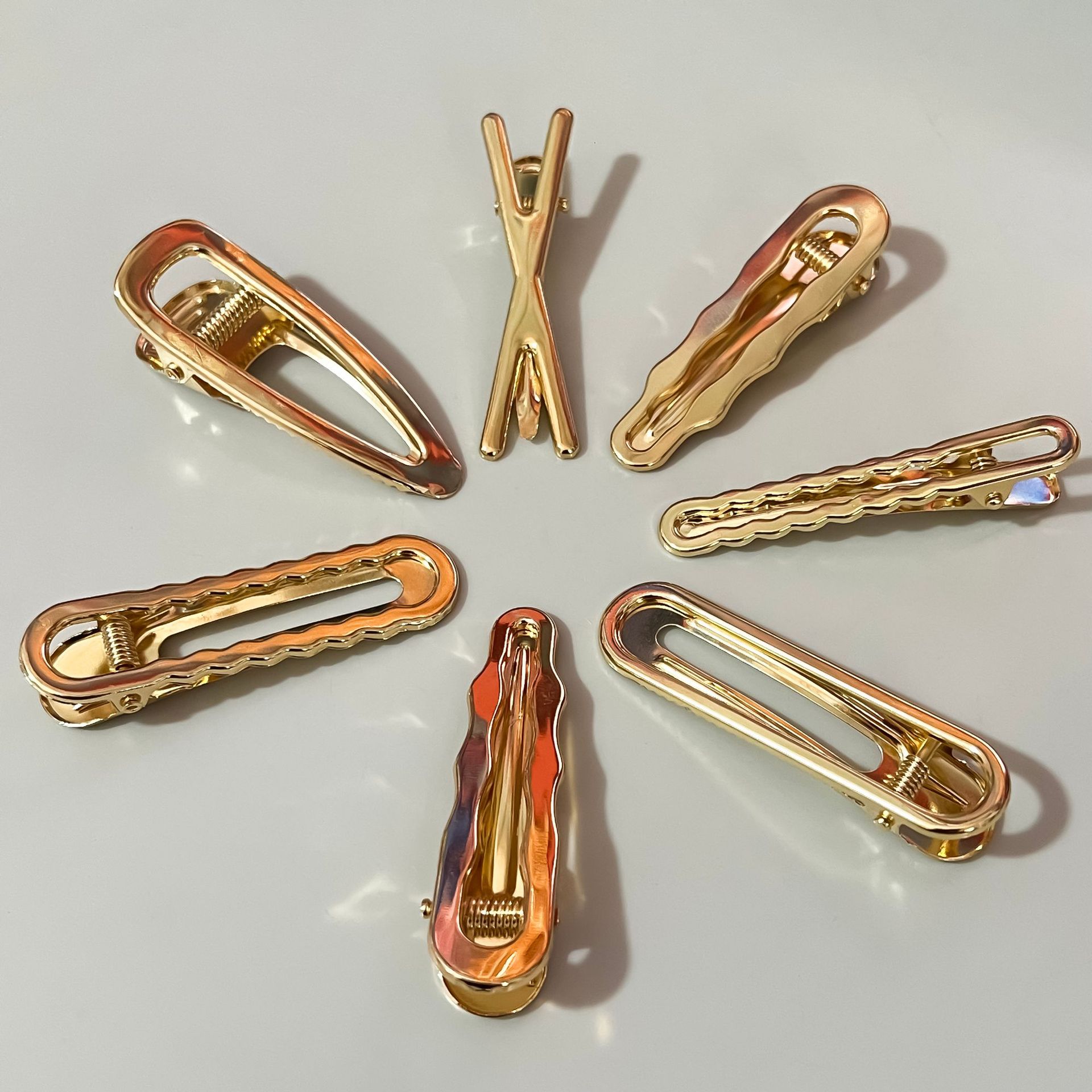 DIY multi-style irregular-shaped hair clips, color-preserving golden duckbill clips, bangs, broken hair, side hair accessories and accessories pic 8