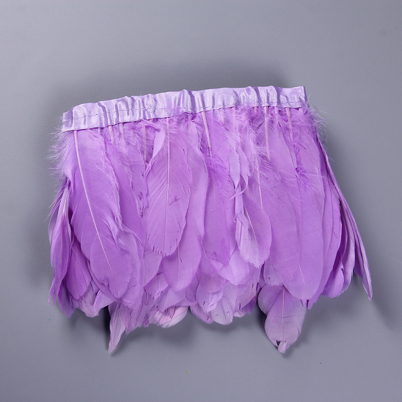 Wholesale from the manufacturer of large goose feather fabric with feather lamps, clothing accessories, DIY handicrafts, decorative colorful feather fabric edges pic 22