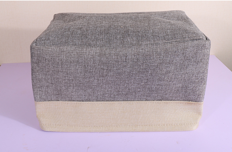 收纳篮加厚双层防潮防尘棉麻杂物收纳筐脏衣篓可折叠编织收纳筐详情5