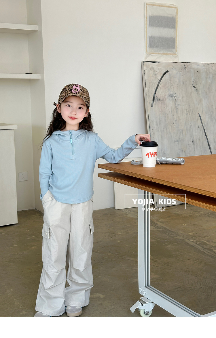 女童T恤春季2025新款韩范修身小女孩连帽上衣儿童长袖春装详情35