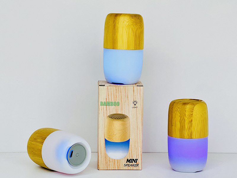 创意胶囊蓝牙音箱带灯炫彩户外便携式小圆柱音响木纹新款外贸礼品详情14