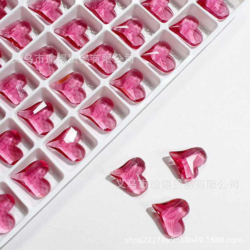 K9高品12X13mm玉面歪心星空透钻饰品Diy美甲配件美拉德桃心梧州钻详情12
