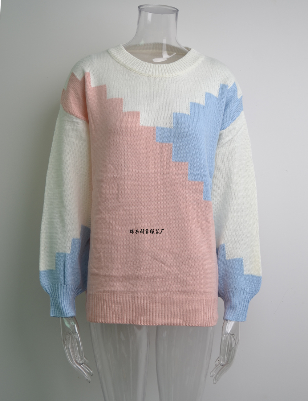 New Spring collection for 2025: European and American foreign trade fashion and individuality, patchwork round neck, large size loose knitted sweater, long-sleeved sweater for women pic 23