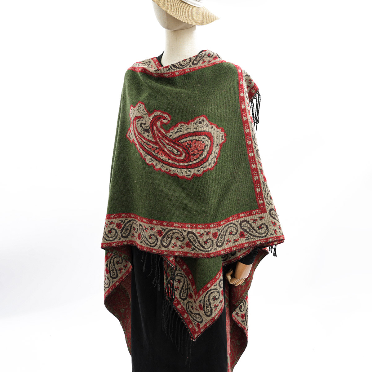 冬季跨境披肩加厚保暖长款拼接色披风仿羊绒双面两用女士时尚斗篷详情20