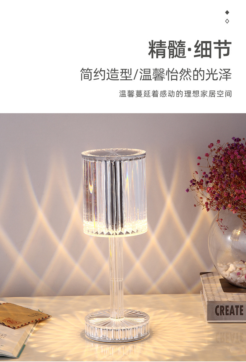 Cross-border Gatsby crystal table lamp, Spanish ambient light, hotel diamond romantic and warm led display piece pic 10