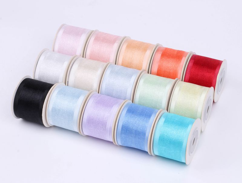 Double-layer thick-edged solid color glossy snow gauze ribbon bow hair accessory clothing Wedding cake gift box packaging sheer gauze ribbon pic 4