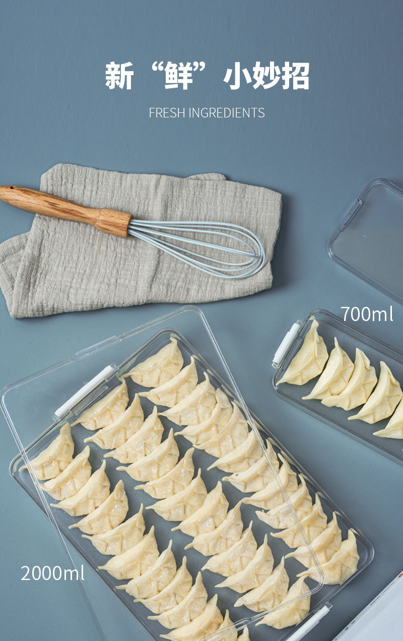 带盖可叠加冰箱收纳盒饺子盒家用速冻水饺盒馄饨专用鸡蛋保鲜盒子详情1