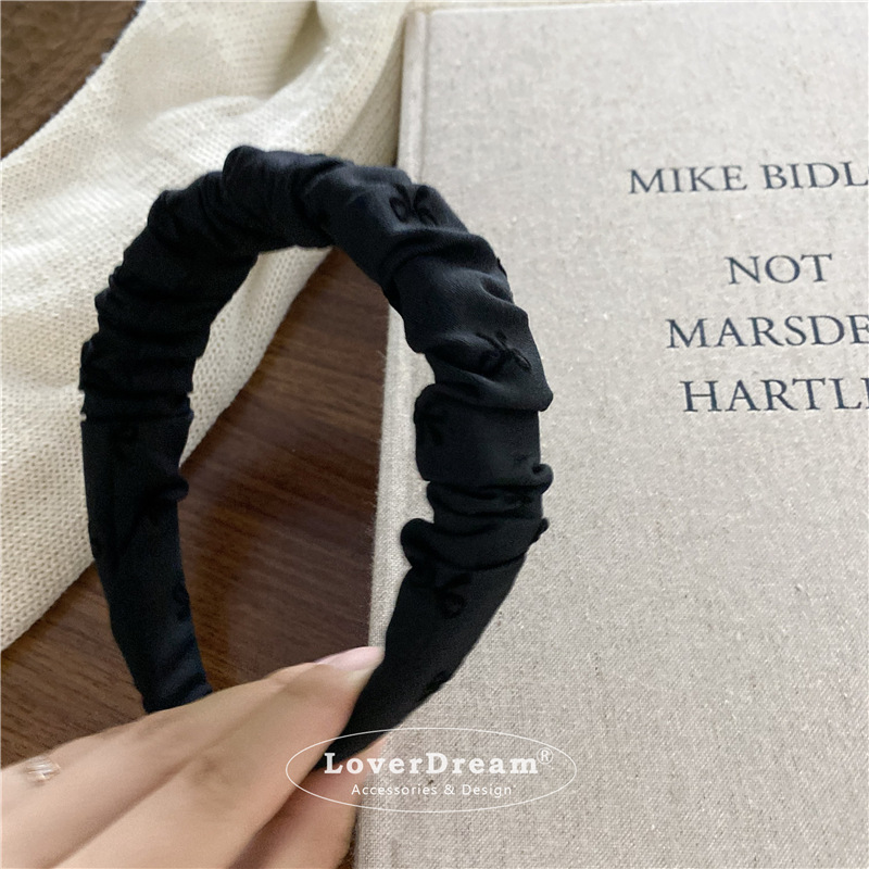 A new high-quality black polka dot heart-shaped bow headband from South Korea, sweet and fashionable headband, versatile hair accessory pic 41