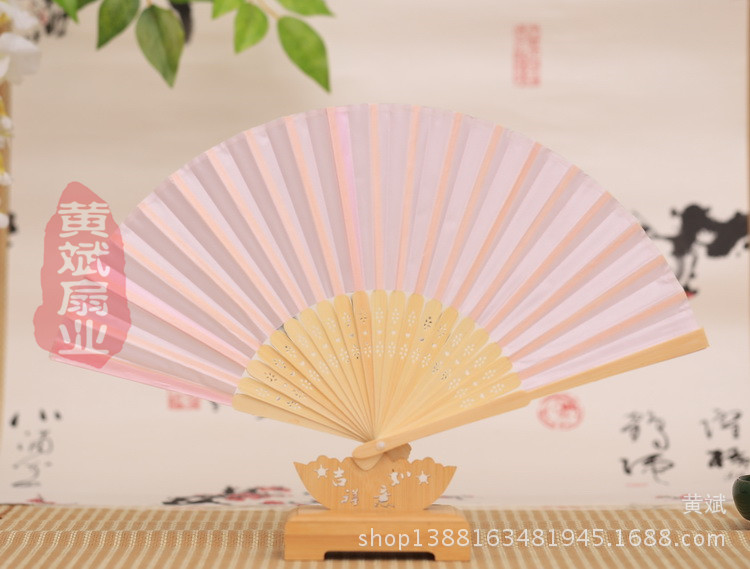 6寸彩虹扇婚礼布扇竹骨丝绸布面扇小绢扇婚礼道具扇详情22