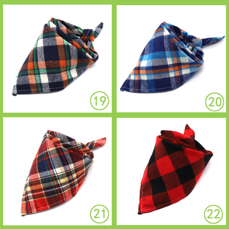 Pet scarf: Fashionable Scottish style checkered dog drool towel, thickened velvet cotton pet triangle towel pic 6