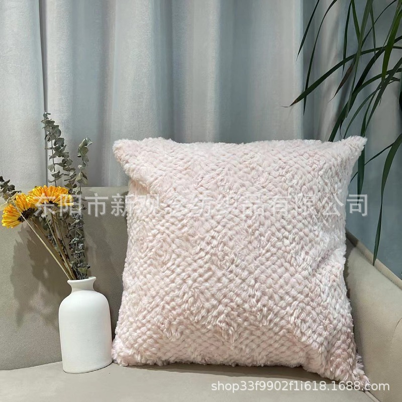 New plush sofa pillowcase, solid color simple wavy short fur pillow cover, yellow pillowcase wholesale pic 15