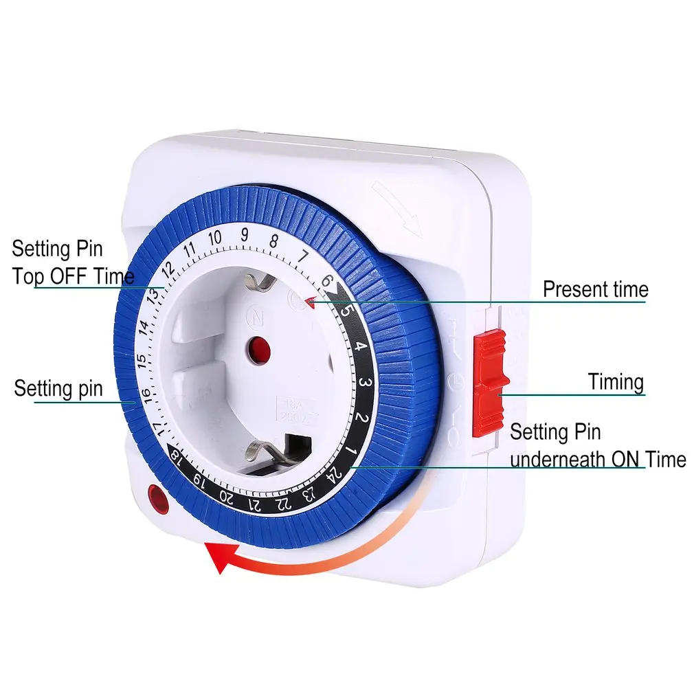 The mechanical timer household smart timing socket operates in a 24-hour cycle, with the timer switch automatically cutting off the power supply pic 7