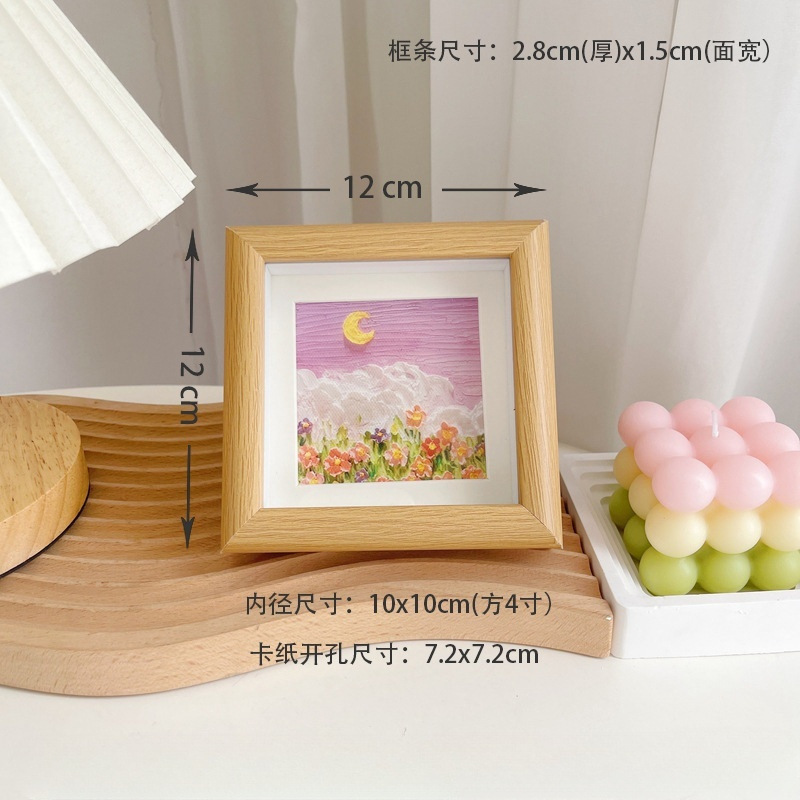 跨境DIY儿童作品框 油画棒创意装裱外框 4寸正方形迷你小相框 摆台宫格照片墙展示框详情3