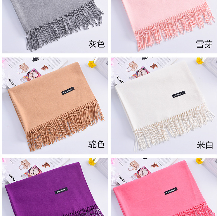The new solid-color faux cashmere scarf for autumn and winter, with a big red LOGO and thickened warm shawl, is in stock and available for shipment pic 23