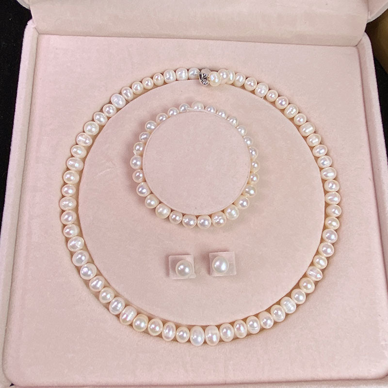 天然淡水珍珠项链绿玉髓吊坠白珍珠手链套装送妈妈婆婆母亲节批发详情39