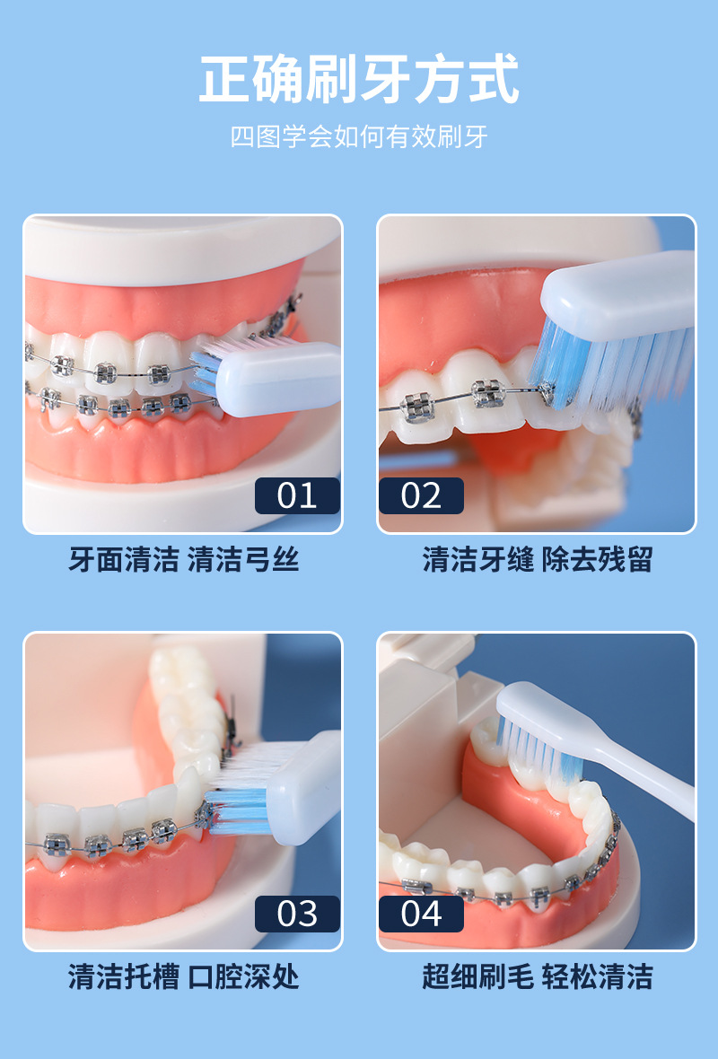 正畸牙刷带牙缝刷软毛独立护套凹型小头牙套矫正专用厂家现货批发详情18