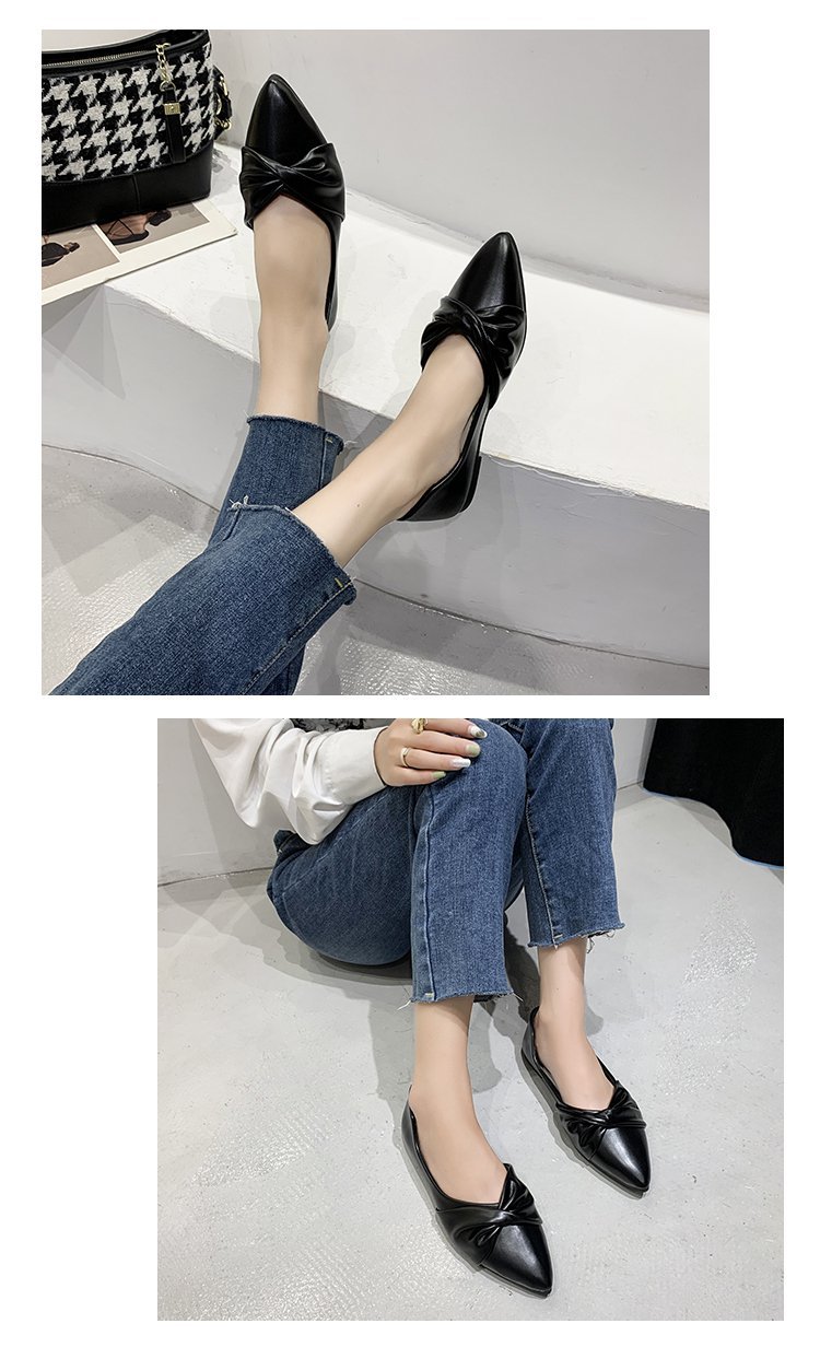 2022春季新款单鞋女时尚尖头浅口女士平底鞋蝴蝶结女鞋批发详情5