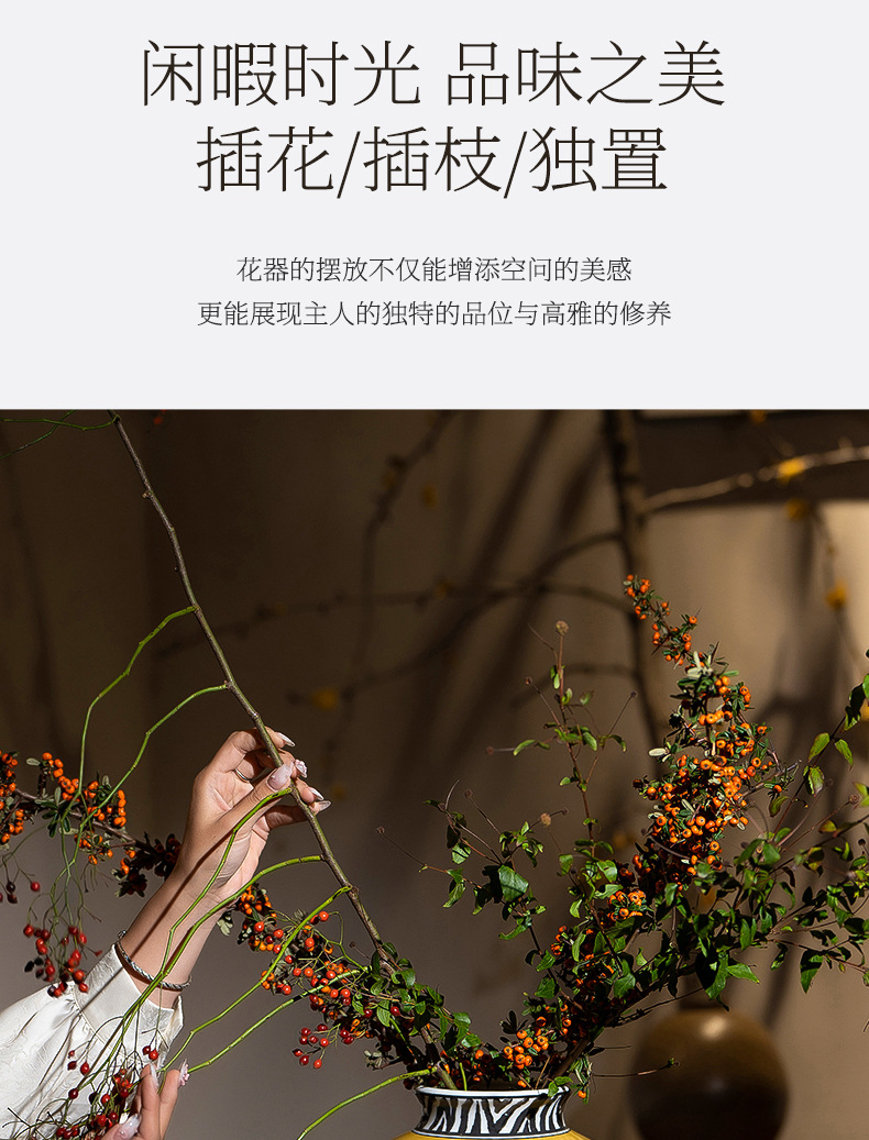 陶瓷花瓶黄色瓷器玄关摆件客厅居家插花高级感大号陶瓷瓶子详情14