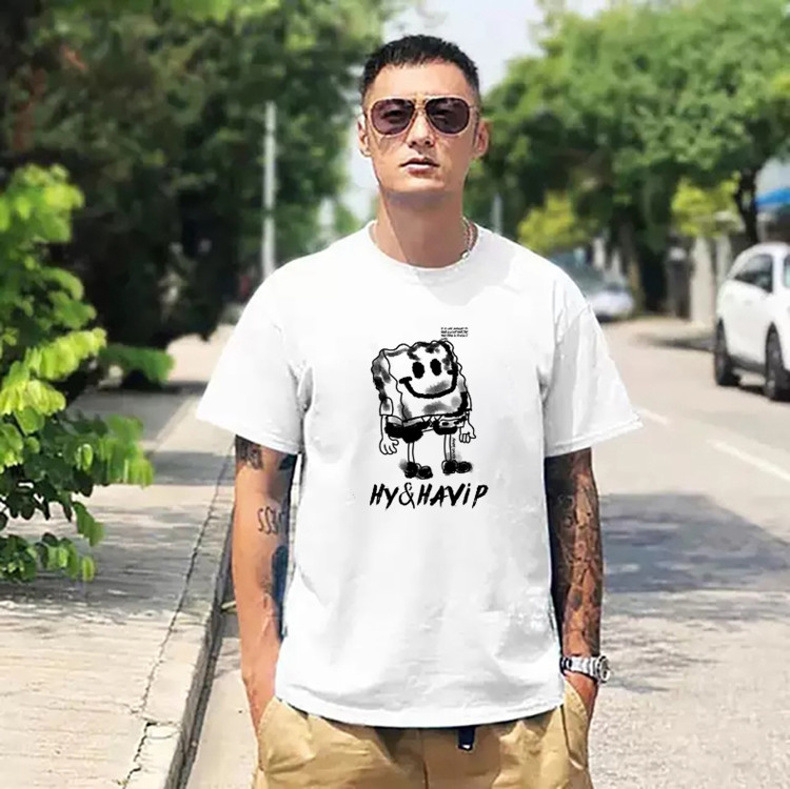 新款夏季男士短袖t恤男学生棉T恤夏装圆领半袖青年打底衫ins潮牌详情38