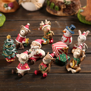 Christmas animal gifts, creative resin ornaments, Christmas rabbits, snowmen, elderly people, elk tabletons, home and living room decorations pic 3