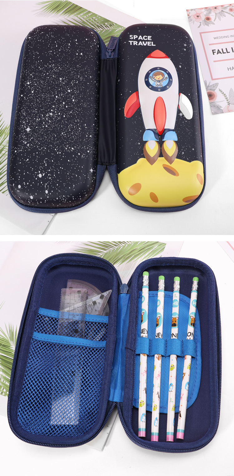 TOPSTHINK Fashion 3D Unicorn EVA material cartoon pen case Large Capacity Creative stationery bag Simple and niche hand-held silicone pen case pic 18