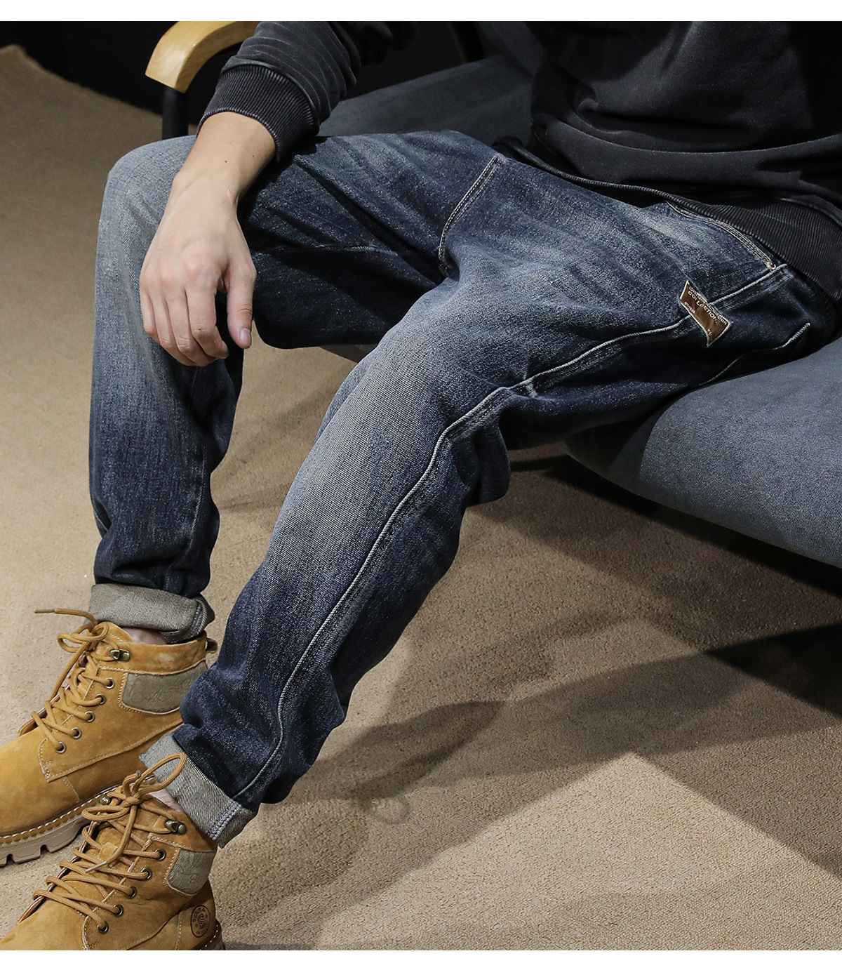 High-end stretch jeans for men spring and autumn, straight-leg plus-size men 2022 new style overweight and plus-size pants for men, trendy pic 12