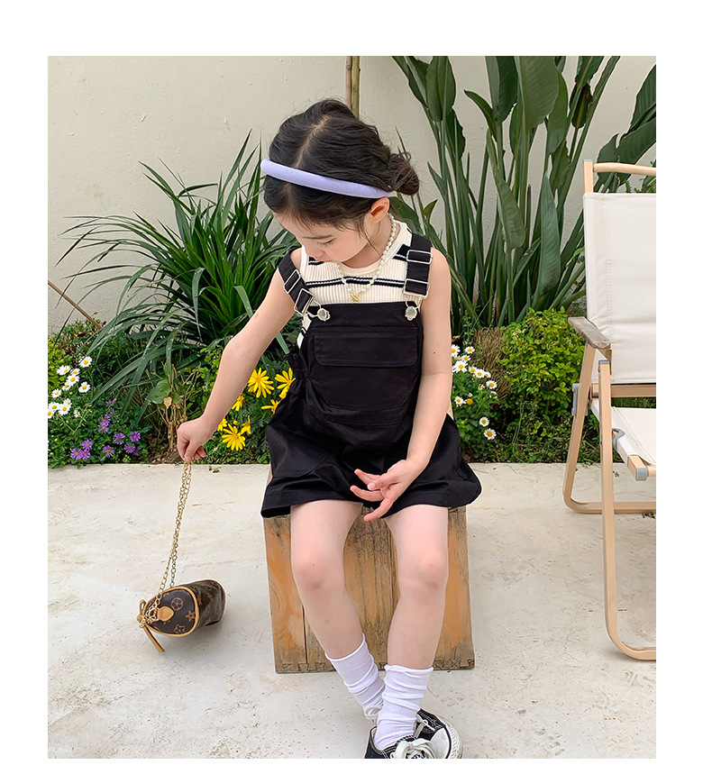 黑色背带裤女宝宝2023年新款夏季女童洋气牛仔裤儿童夏装韩国牛仔详情11