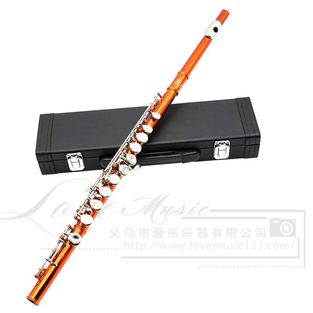 Lade 16-hole flute, C major color flute, nickel-plated closed key with E key, professional brass instrument flute flute pic 13