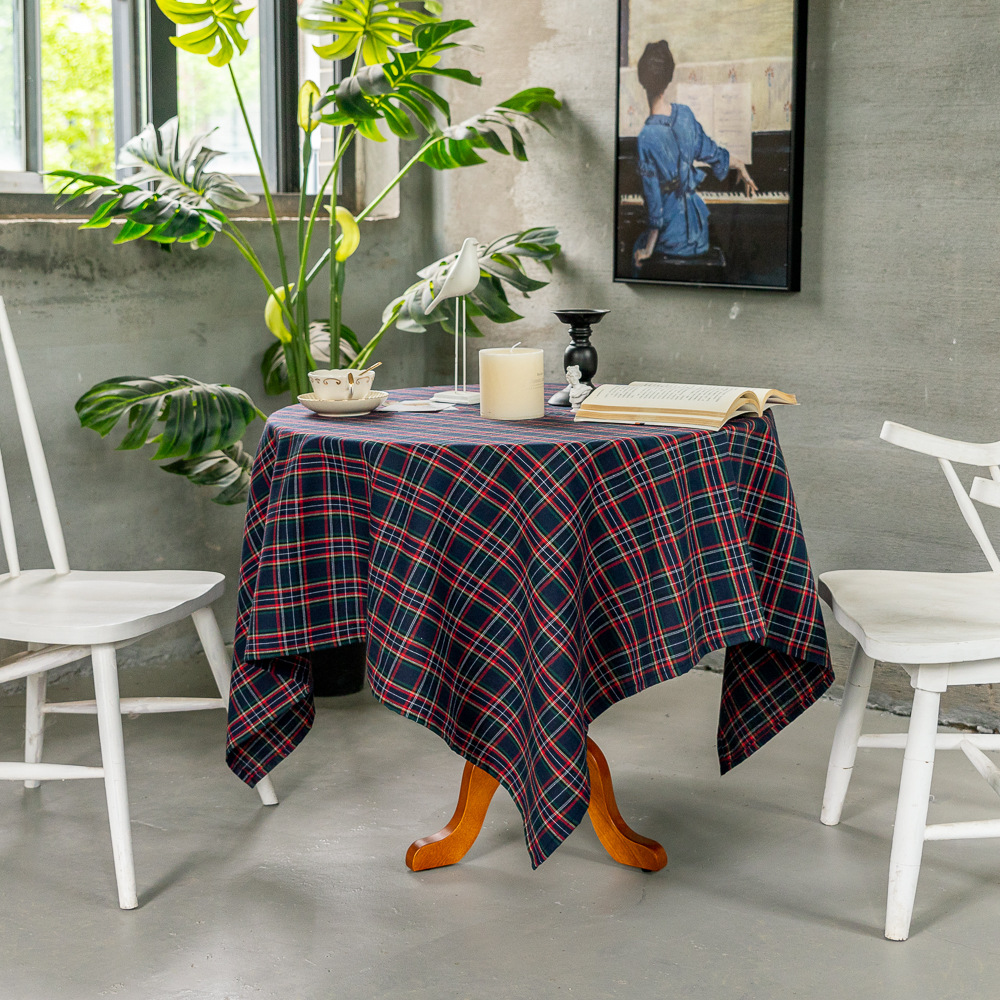 Cross-border Christmas holiday decoration table fabric, retro striped checkered cotton and linen restaurant party cover, Amazon pic 48