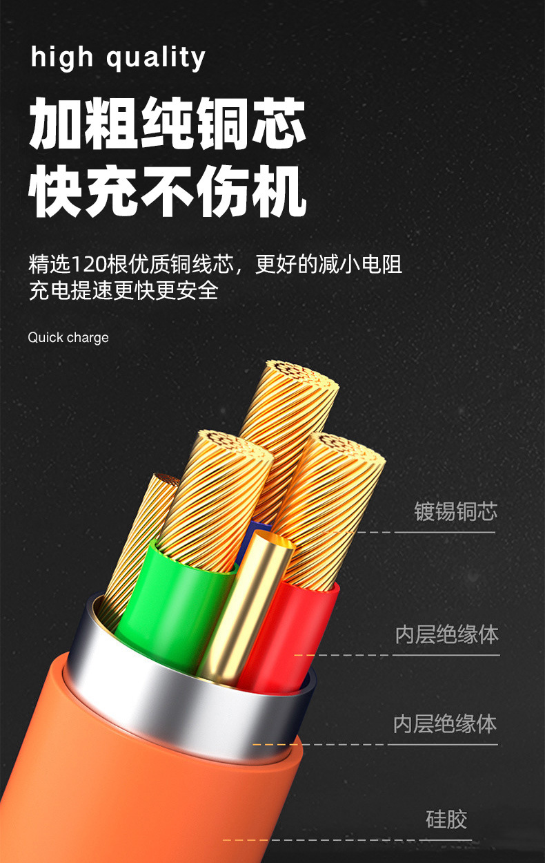 三合一充电线适用苹果安桌华为数据线一拖三手机多头快充线机客线详情8